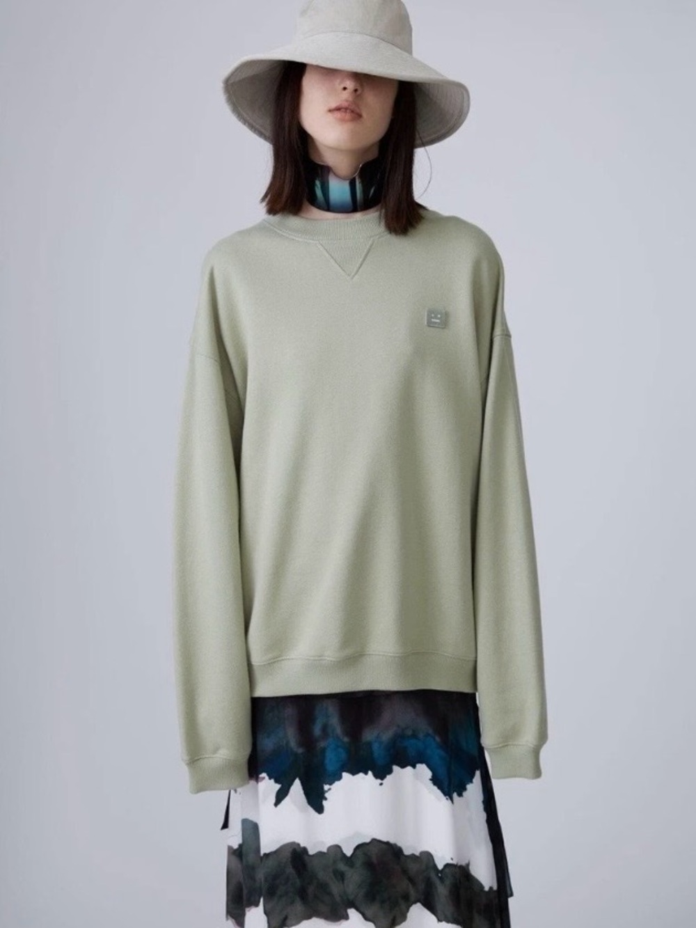 Acne Studios Men's Women’s Crewneck Sweatshirt in Sage Green